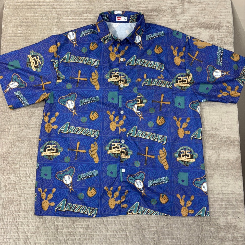 Budweiser Arizona Diamondbacks 25th Anniversary Button Up Shirt Mens XL Blue MLB